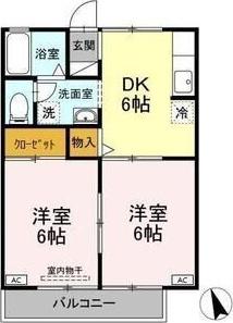 ヴァンベール外堀(2DK/2階)の間取り写真