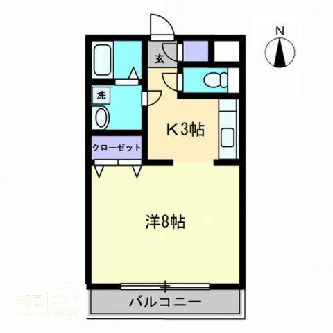 フラワーマンション(1K/2階)の間取り写真