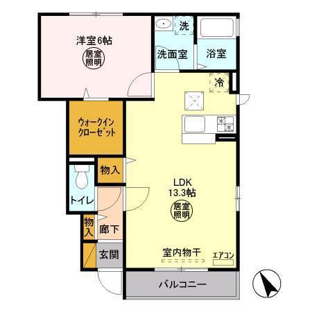 ゼルコーバA(1LDK/1階)の間取り写真