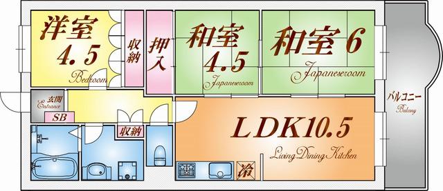グリーン北塩屋(3LDK/2階)の間取り写真