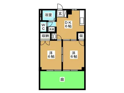 ドリーミー山中 C(2DK/1階)の間取り写真