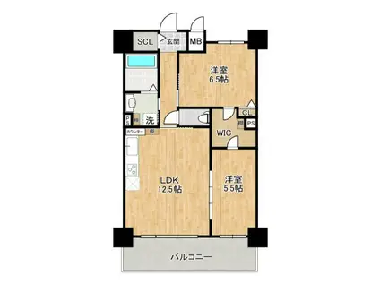 ふぁみーゆ平野(2LDK/6階)の間取り写真