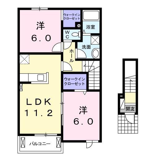 プリムラ 紫塚(2LDK/2階)の間取り写真