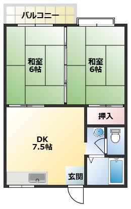 メゾン松塚(2DK/2階)の間取り写真