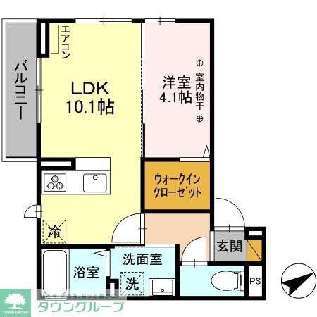 ノールヴィラージュII(1LDK/3階)の間取り写真