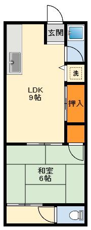 仲辻第一マンション(1LDK/3階)の間取り写真