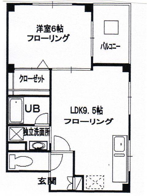 エミナス青木町(1DK/2階)の間取り写真