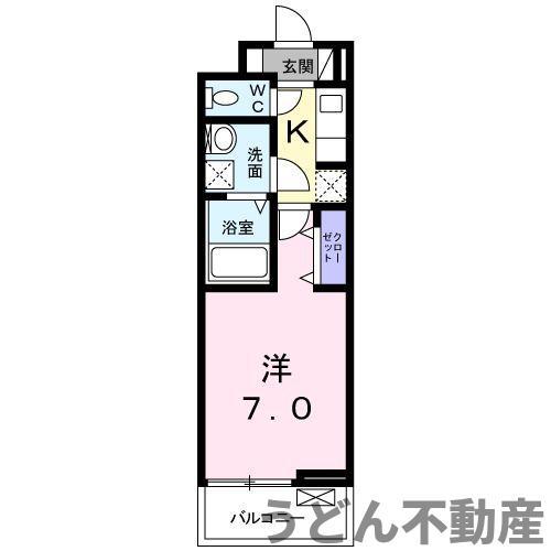 ディアコート 宮脇(1K/2階)の間取り写真