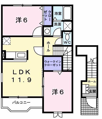 アルカンシエル(2LDK/2階)の間取り写真
