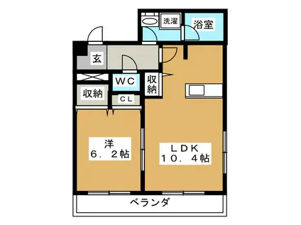 KOMATSUマンション(1LDK/3階)の間取り写真