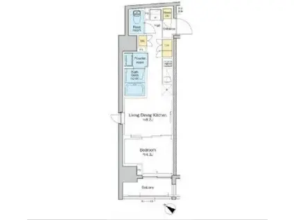 プラウドフラット日本橋大伝馬町(1LDK/7階)の間取り写真