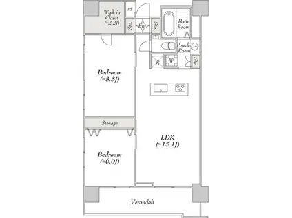 アパートメントけやき通中葛西(2LDK/3階)の間取り写真
