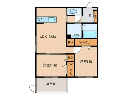 ラ・フィーグ古江東(2LDK/3階)の間取り写真