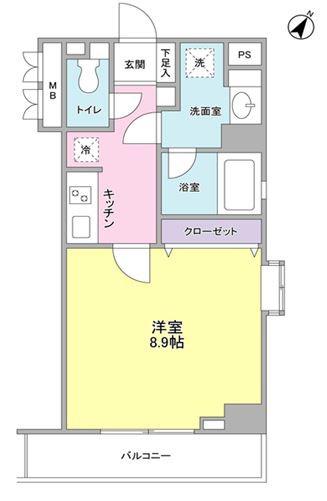 ユーキメゾン一番町(1K/2階)の間取り写真