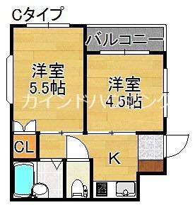 フレンドハイツ(2K/4階)の間取り写真