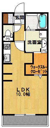 グローリアM(ワンルーム/1階)の間取り写真