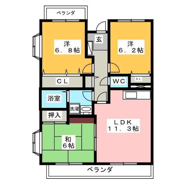 フェルミエール香貫(3LDK/1階)の間取り写真