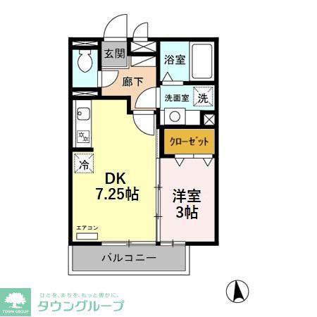 エピナール E(1DK/3階)の間取り写真