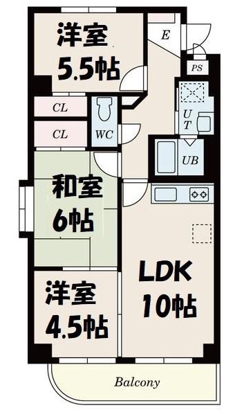 グランドパーク(3LDK/3階)の間取り写真