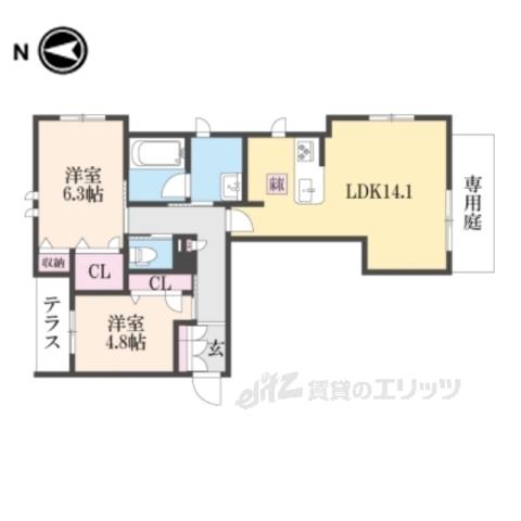 ヴィラみかげ(2LDK/1階)の間取り写真