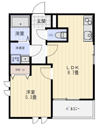 GRAZIOSO戸畑(1LDK/3階)の間取り写真