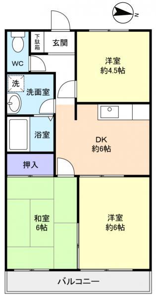 フレンドハイツ(3DK/2階)の間取り写真