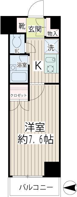 ムーンリットコート(ワンルーム/6階)の間取り写真