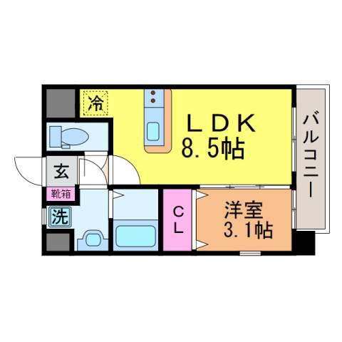 アルファ プレミアム 高砂(1LDK/4階)の間取り写真