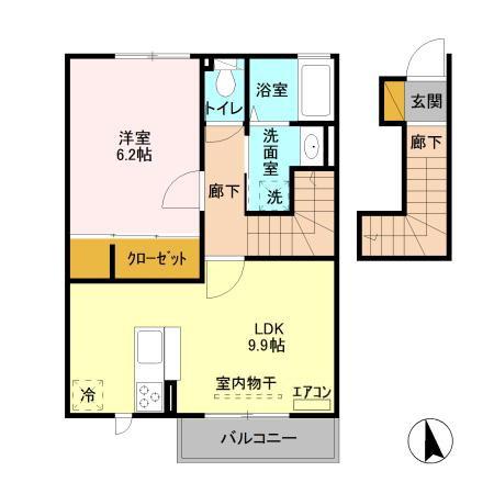 GRAND PARC(1LDK/2階)の間取り写真