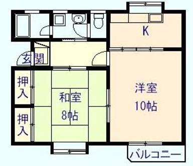 竹内町ハイツII(2K/2階)の間取り写真