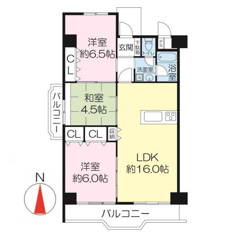 阪急南茨木ハイタウン東奈良高層C棟(3LDK/6階)の間取り写真