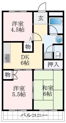 浅野マンション(3DK/2階)の間取り写真