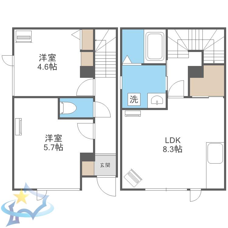 リベルテ琴似(2LDK/1階)の間取り写真
