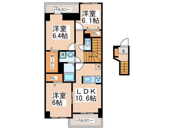 レガリアあかね台I(3LDK/2階)の間取り写真
