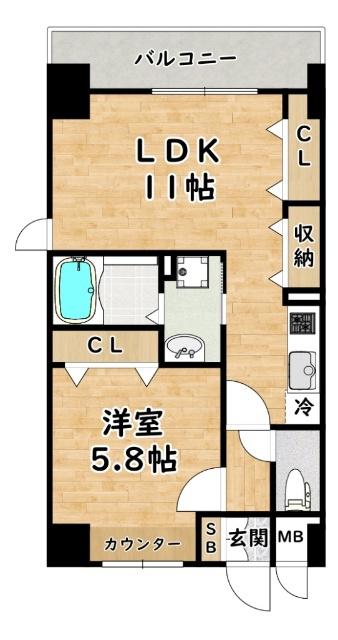 フレスクーラ(1LDK/3階)の間取り写真
