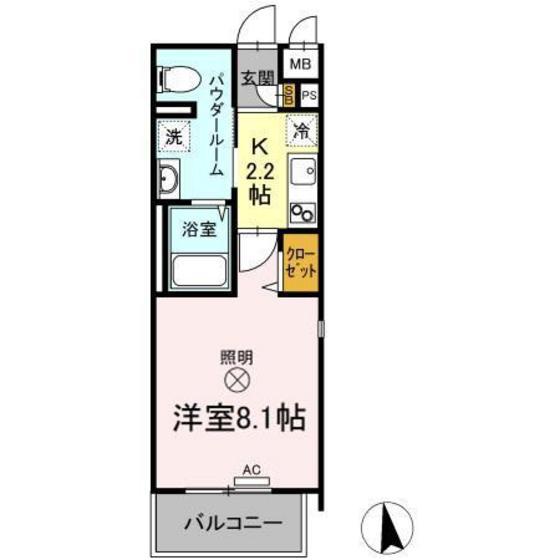 フォレスタ岡山医大南(1K/4階)の間取り写真