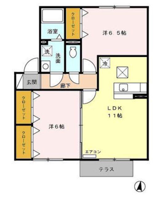 イーズコート(2LDK/1階)の間取り写真