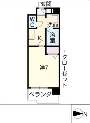 アドバンストコート(1K/4階)の間取り写真