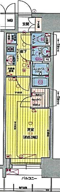 プレサンスNAGOYAファスト(1K/14階)の間取り写真
