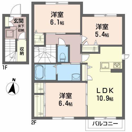 安齋ハイツII(3LDK/2階)の間取り写真