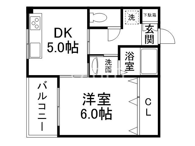 グランドゥール廣田(1DK/3階)の間取り写真