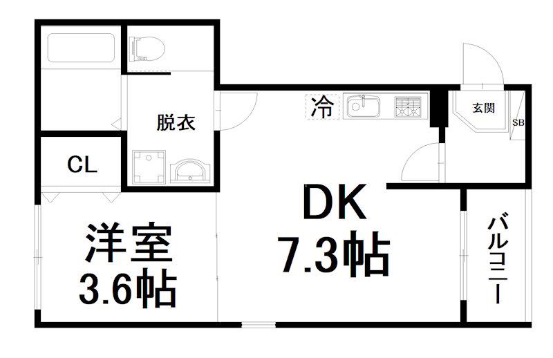 プレミアムテラス東寺(1DK/1階)の間取り写真
