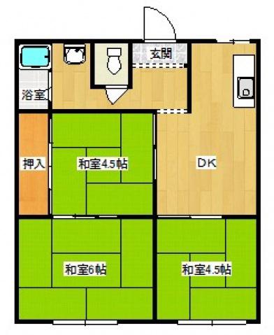 コーポラス竜宮(3DK/2階)の間取り写真
