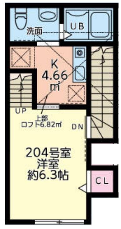 ヴィアス緑ヶ丘(1K/2階)の間取り写真