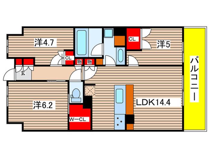 パークホームズ千葉(3LDK/7階)の間取り写真