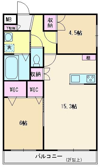 ヴィータフェリーチェIII(2LDK/1階)の間取り写真