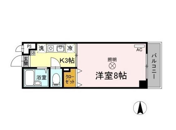 森ビル(1K/3階)の間取り写真