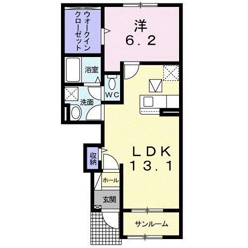 ハウス SANSAN(1LDK/1階)の間取り写真