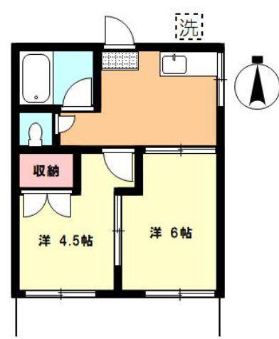 山桜ハイツ(2K/1階)の間取り写真