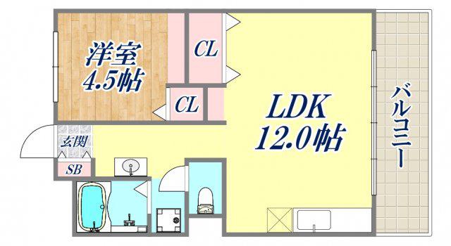 ビレッジハウス南清水タワー(1LDK/3階)の間取り写真